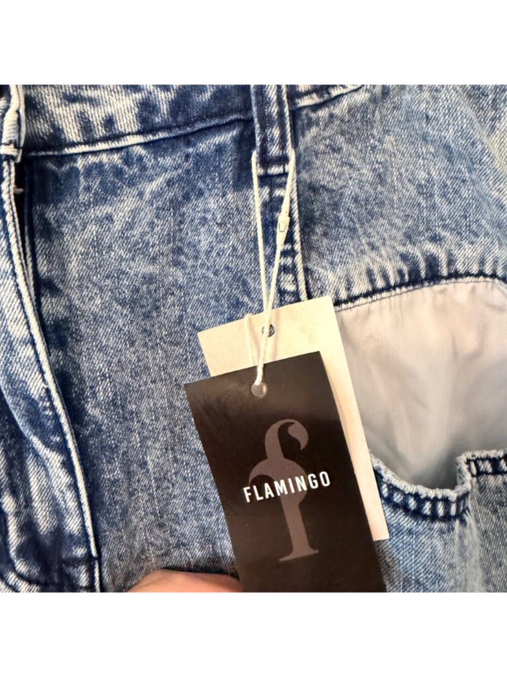 Flamingo High-Waisted Acid Wash Wide-Leg Jeans With Front & Back Pockets Sz L Je - Picture 2 of 12